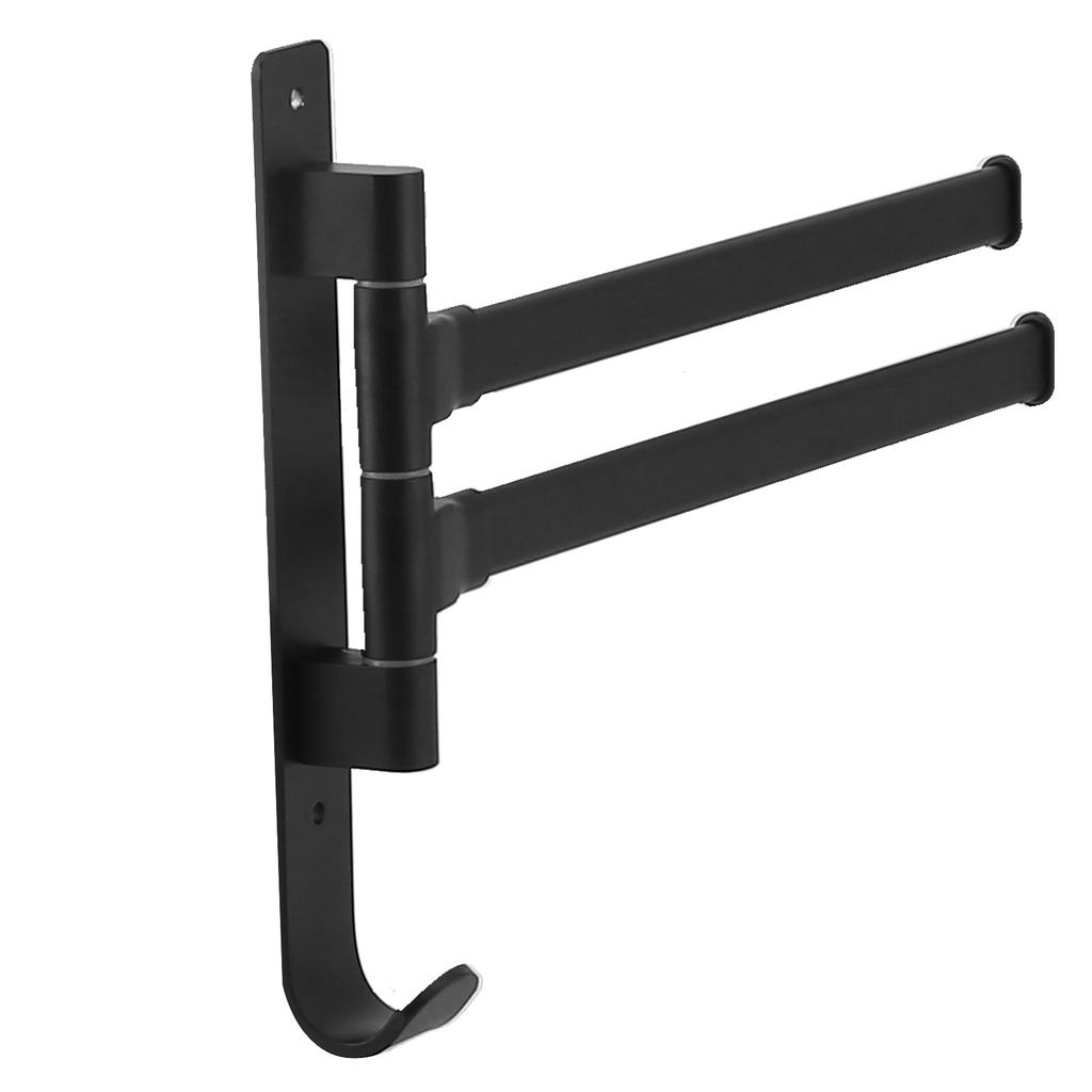 Towel Bar Wall Mounted Rotating Collapsible Space Aluminum Towel Rack for Bathroom