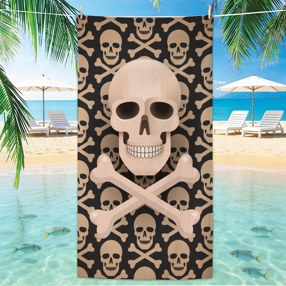Skull Beach Towel Microfiber for Gym Travel Fitness Spa Women Girl Quick Dry Sandless Large Towels Bathroom Beach Towel
