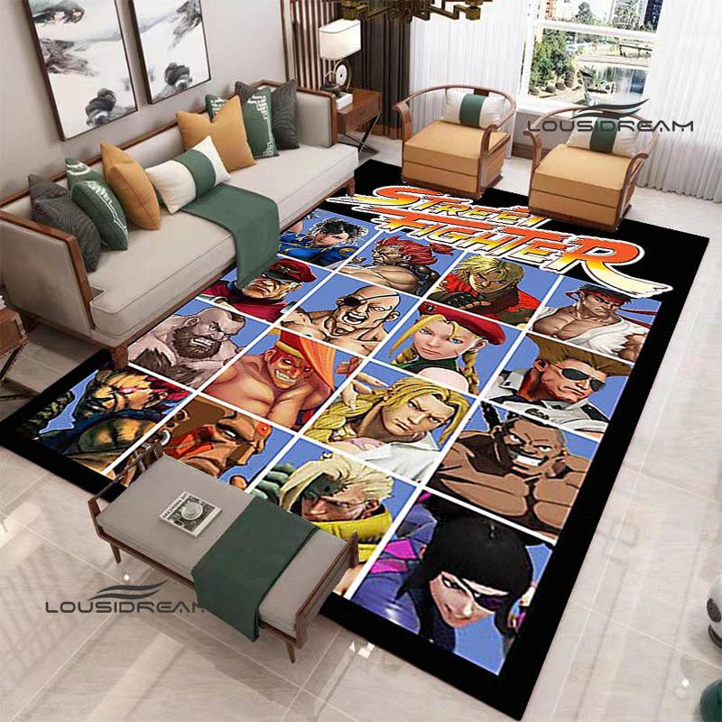 Klassisches Spiel Street Fighter Bedruckter Teppich Wohnzimmer Schlafzimmer Teppich Rutschfeste Fußmatte Foto-Requisiten Geburtstagsgeschenk