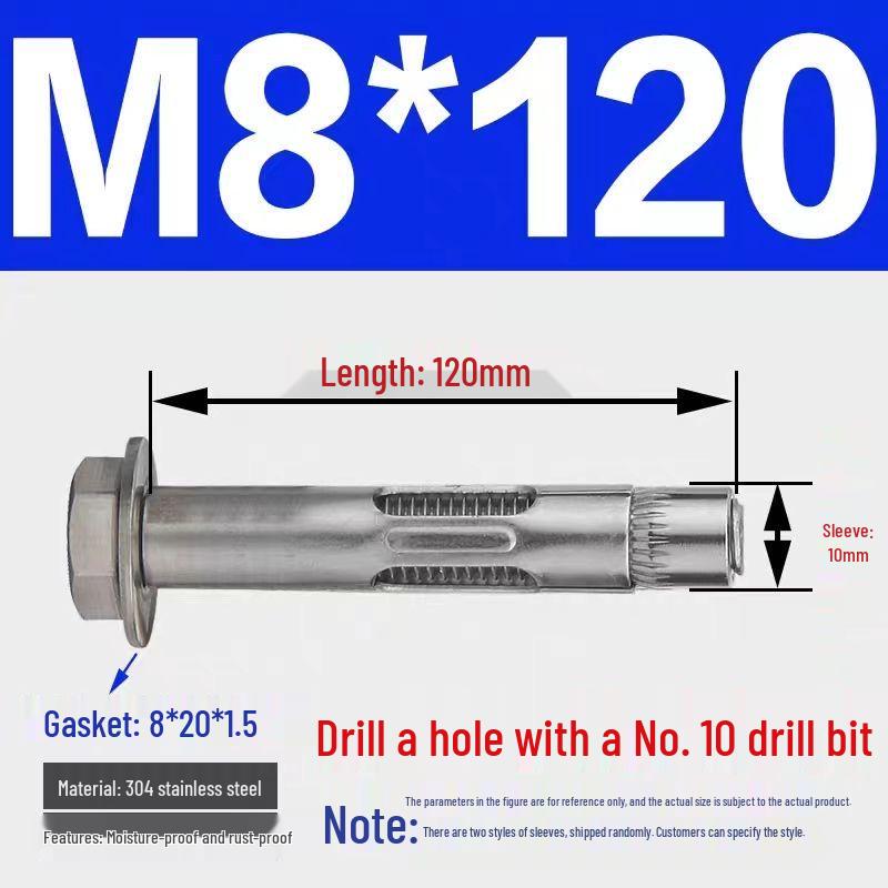 Stainless Steel Expansion Bolt with External Hex & Built-in Hole