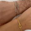 2 Pieces Couple Bracelet Adjustable Chain Bracelet Knot Bracelet Alloy Texture Fashionable Accessory for Lover Couple