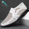 Summer new men's business casual leather shoes men's trendy hollow mesh breathable foot shoes