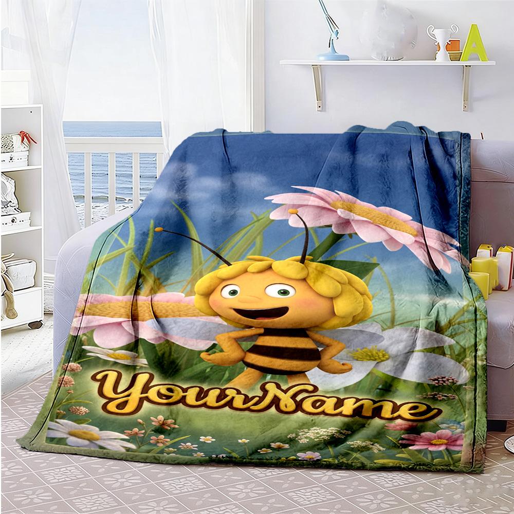Biene Maja Personalisierbare Decke Überwurf Personalisierbare Decke Langlebiger Komfort für Bettwäsche Bett Bürostuhl Vier Jahreszeiten Mehrzweck
