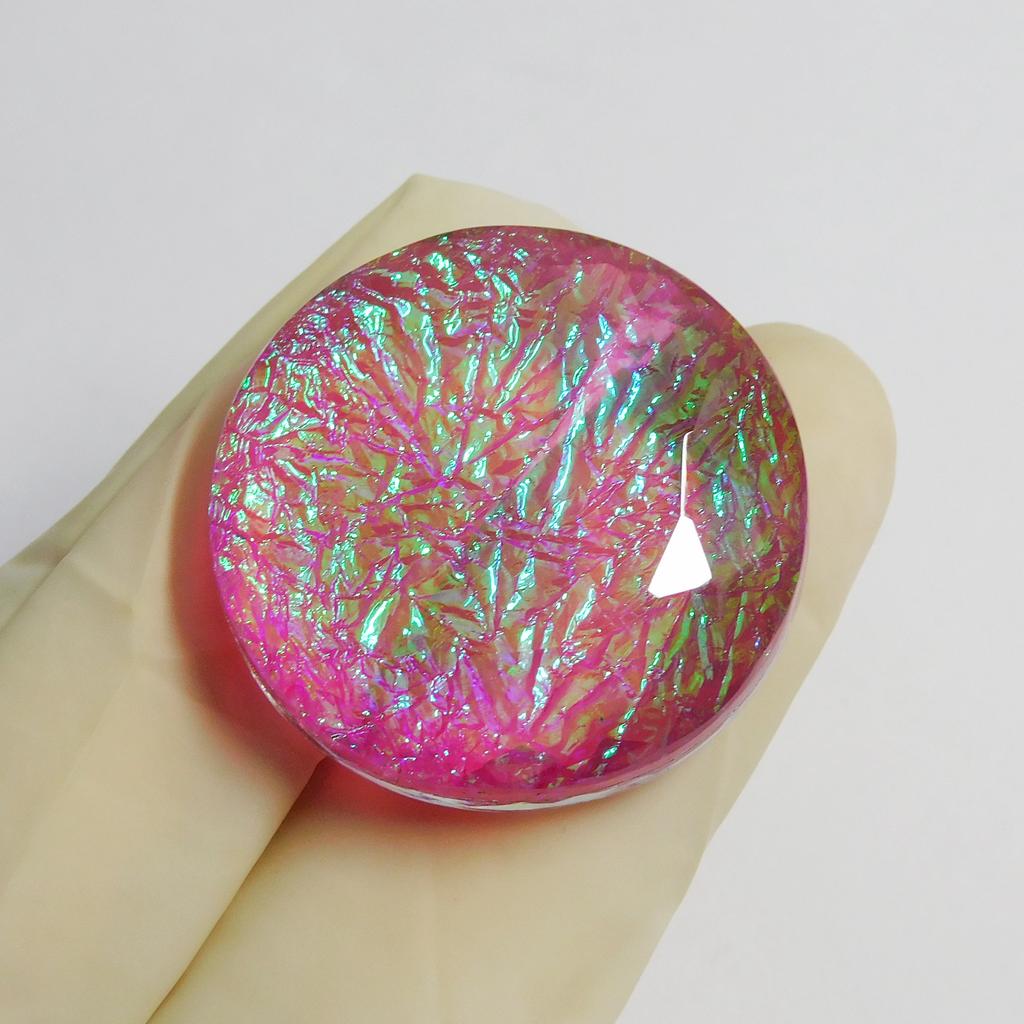 Ammolite Round Cut 61.45 ct Multi-Color Lab-Created Loose Gemstone for Jewelry Making and Crafts