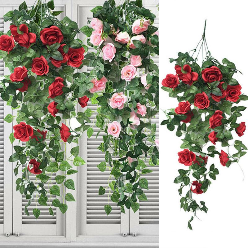 Artificial Flowers 90cm Silk Rose Fake Garland Vine Ivy Plant Leaves Decor Home