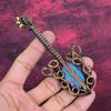 Rainbow Calsilica Gemstone Pendant Guitar Pendant Copper Wire Wrapped Jewelry