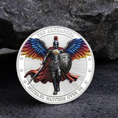 1/3/5 pezzi medaglia commemorativa rotonda in metallo intagliato a doppia faccia dell'Arcangelo Michele