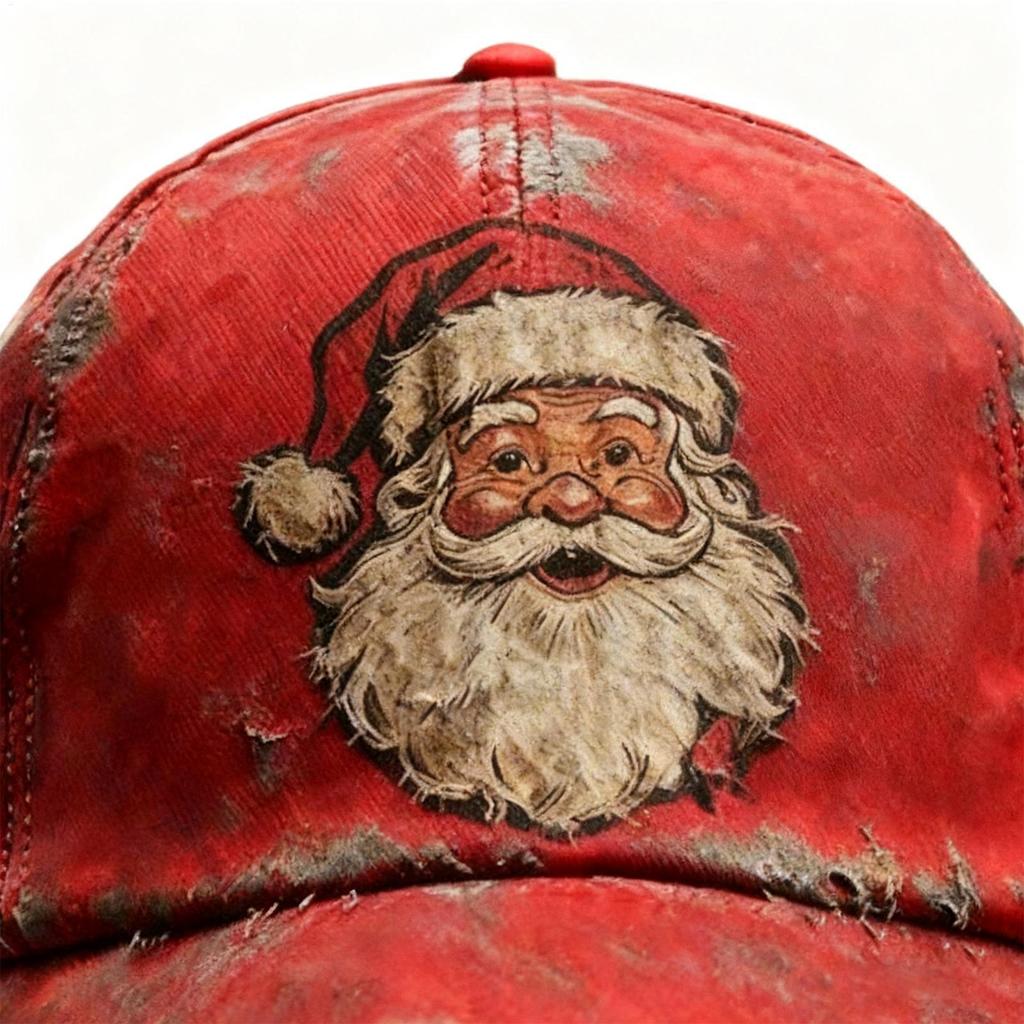 Trucker Hat Weihnachtsrot Lustig Vintage Feiertag Gewaschen Santa Print Hut für Täglich Reisen Pendeln Outdoor Camping Wandern Sport
