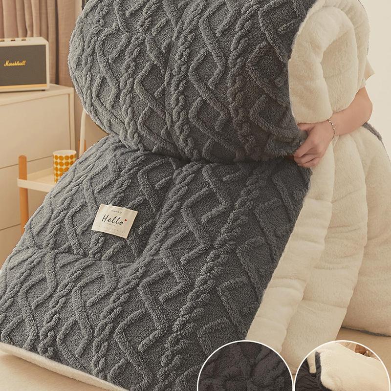 Double-sided lamb velvet quilt winter thickened warm coral velvet comforter dormitory student quilt spring autumn cotton blanket