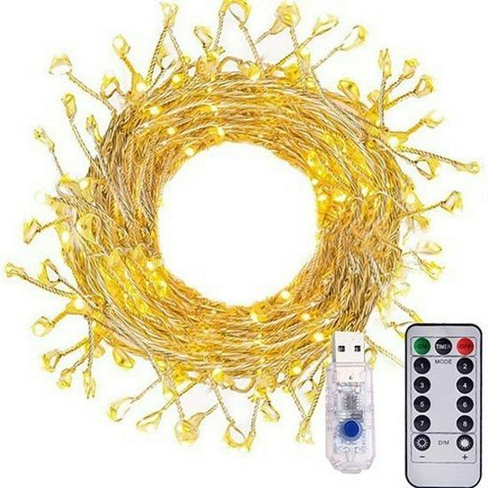 Solar Copper LED Firecracker String Lights – Multi-Function Christmas Tree Decorations