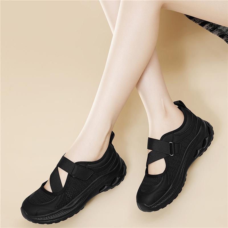 Mesh breathable thick-soled shallow-mouth sandals gentle daily versatile and lightweight women s shoes mesh breathable thick-soled casual shoes 35