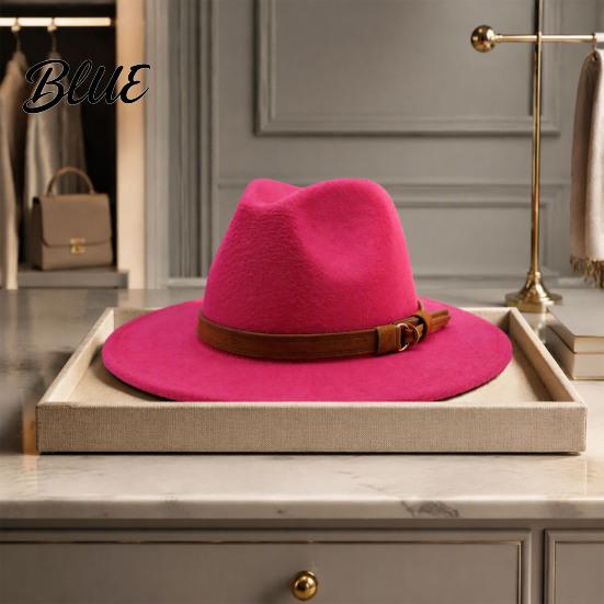 Chapeau Décontracté pour un Usage Quotidien Chapeau Fedora en Feutre de Laine Panama Unisexe avec Bande en Simili Cuir Headgear Laineux Durable Trilby à Large Bord Vintage pour Femmes