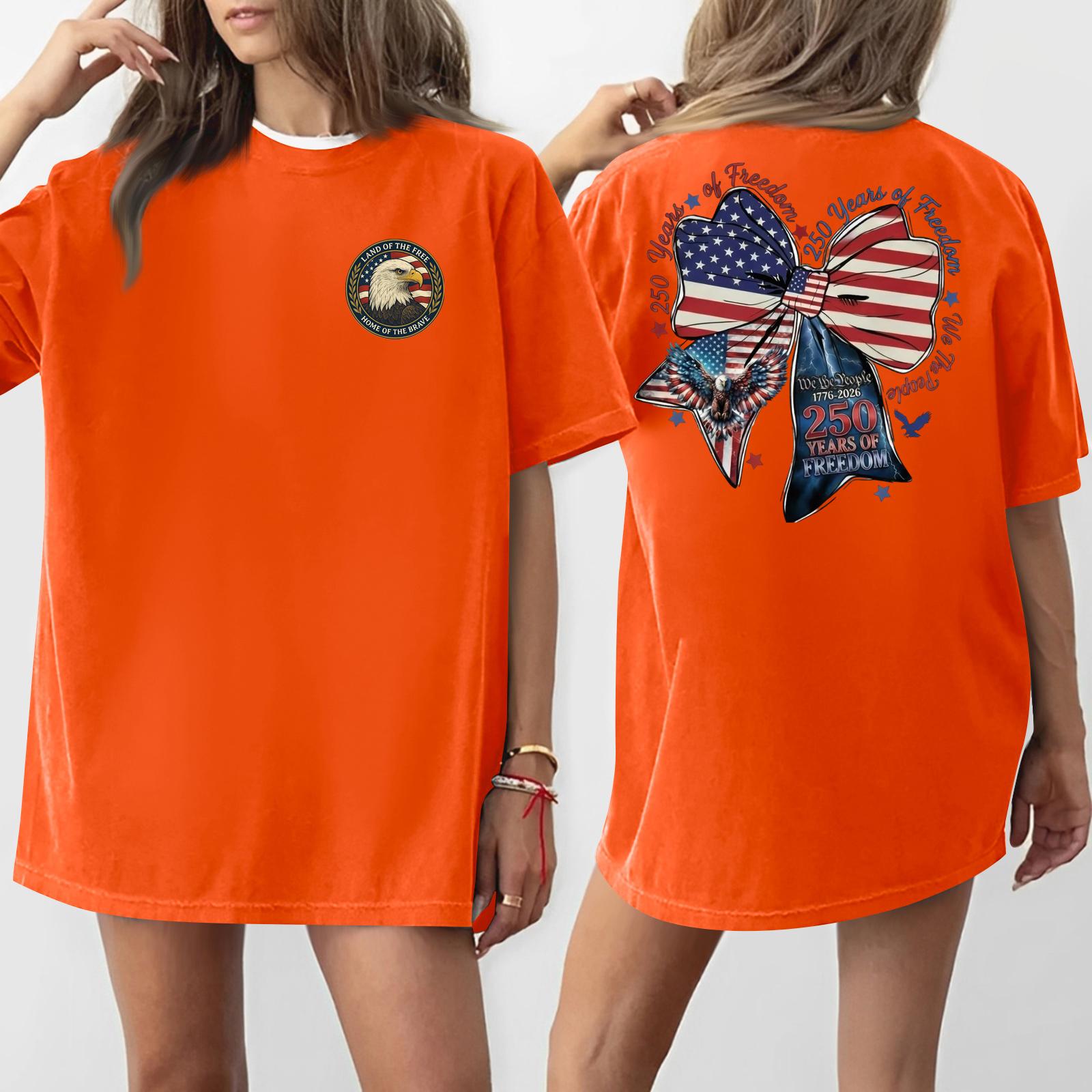 Women s Casual Fashion Round Neck Casual American Flag Print Short Sleeve T-Shirt Top XL шафрановый