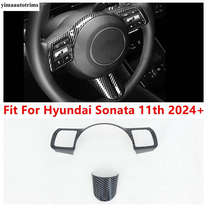

For Hyundai Sonata 11th 2024 2025 Car Steering Wheel Frame Button Panel Decoration Cover Trim Carbon Fiber Accessories Interior