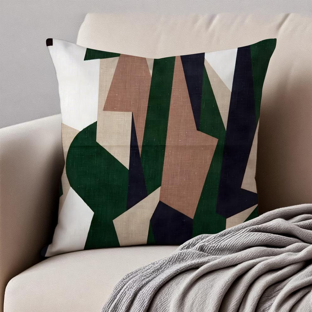 Vintage Retro Geometric Shading Background Cushion Cover Pillowcase Antidustmite Invisible Zipper Short Plush Sofa Cushion