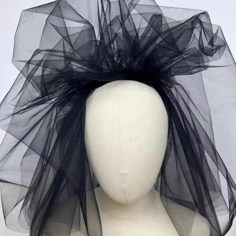 Bridal Veil Bride Princess Tulle Headscarf Gothic Black Bachelorette Party Hen Party Bride Veil Hen Party Head Scarf