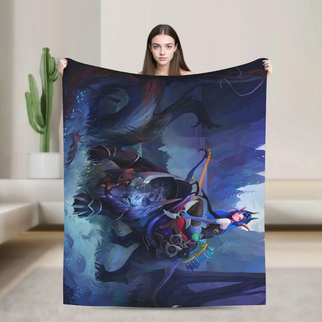 Dota Hero Collection Knitted Blanket Velvet Soft Warm Throw for Bedding Sofa Cartoon Game Theme Quilt Breathable and Cozy