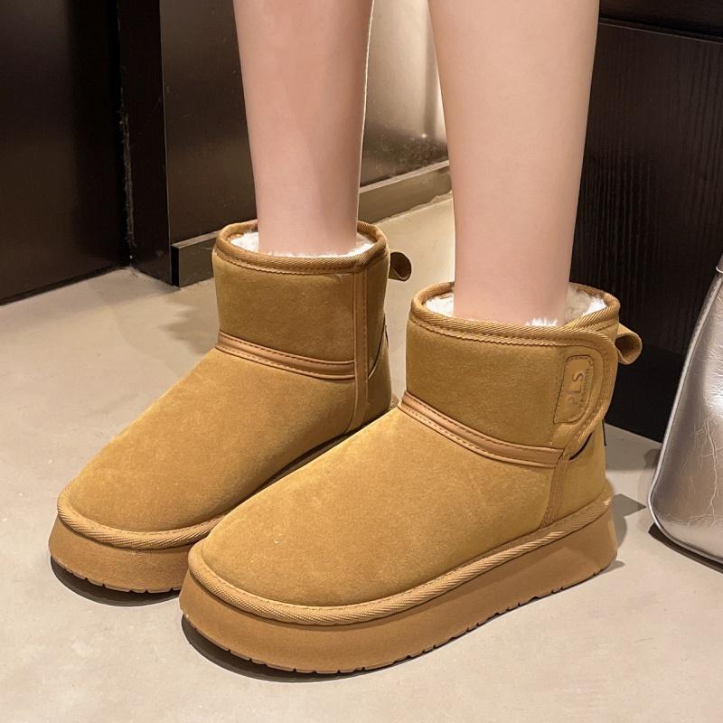 

Удобные Зимние Плюшевые Теплые Снежные Ботинки Модные Новые Замшевые На Толстой Подошве Нескользящие Повседневные Ботинки для Ходьбы для Женщин 36