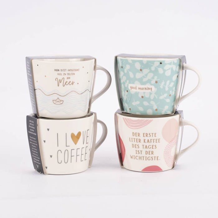 Tasse à café - GRAFIK-WERKSTATT - 61565 - Finition or véritable - 420 ml - Imprimé I love coffee