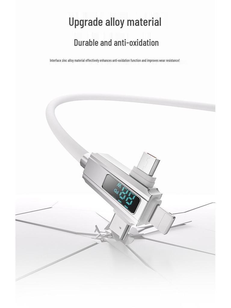 LED Digitalanzeige 5-in-1 Schnellladekabel, Vollständig kompatibel mit Apple & Huawei