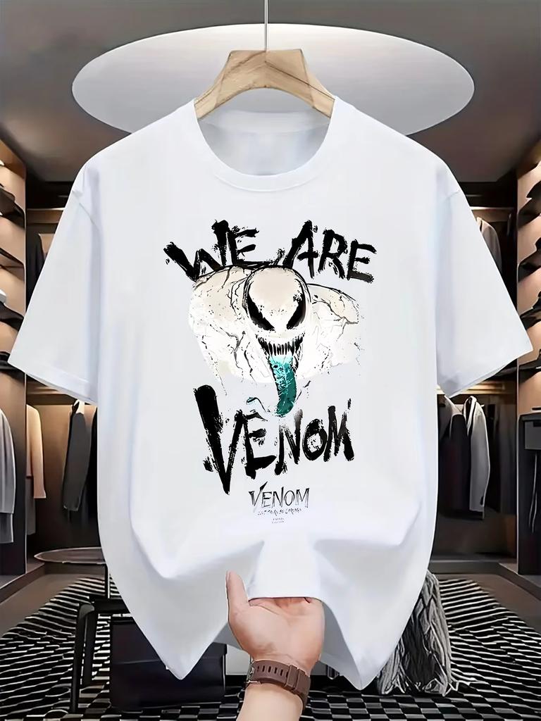 2026 New Marvel Venom Tshirt Men Summer White Oversized Tee WE ARE VENOM Graphic Print Short Sleeve Streetwear
