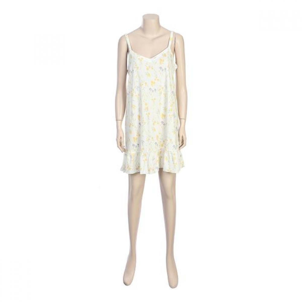 Barbara Women S Yellow Flower Cotton Modal SleeveleSS dreSS Ggw1231l 90