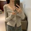 28/5000 Sweet and spicy small jacket slim short early autumn new knit cardigan high-grade sense of niche autumn and winter grey shirt