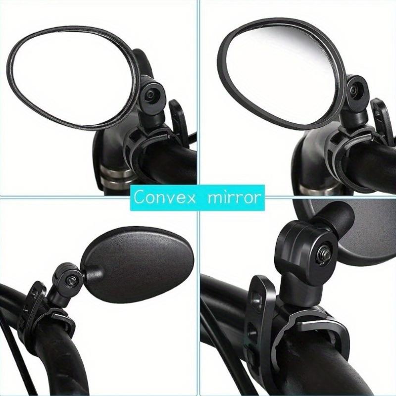 2pcs Black 360° Adjustable Bicycle Rearview Mirror with Wide Angle Lens - Durable PVC, Universal Fit for Road & Mountain Bikes.
