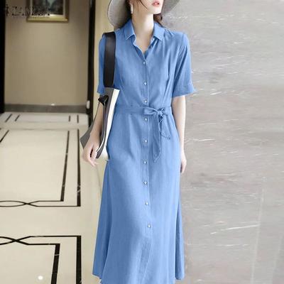 Lässiges Hemdkleid mit Umlegekragen und kurzen Ärmeln für Damen