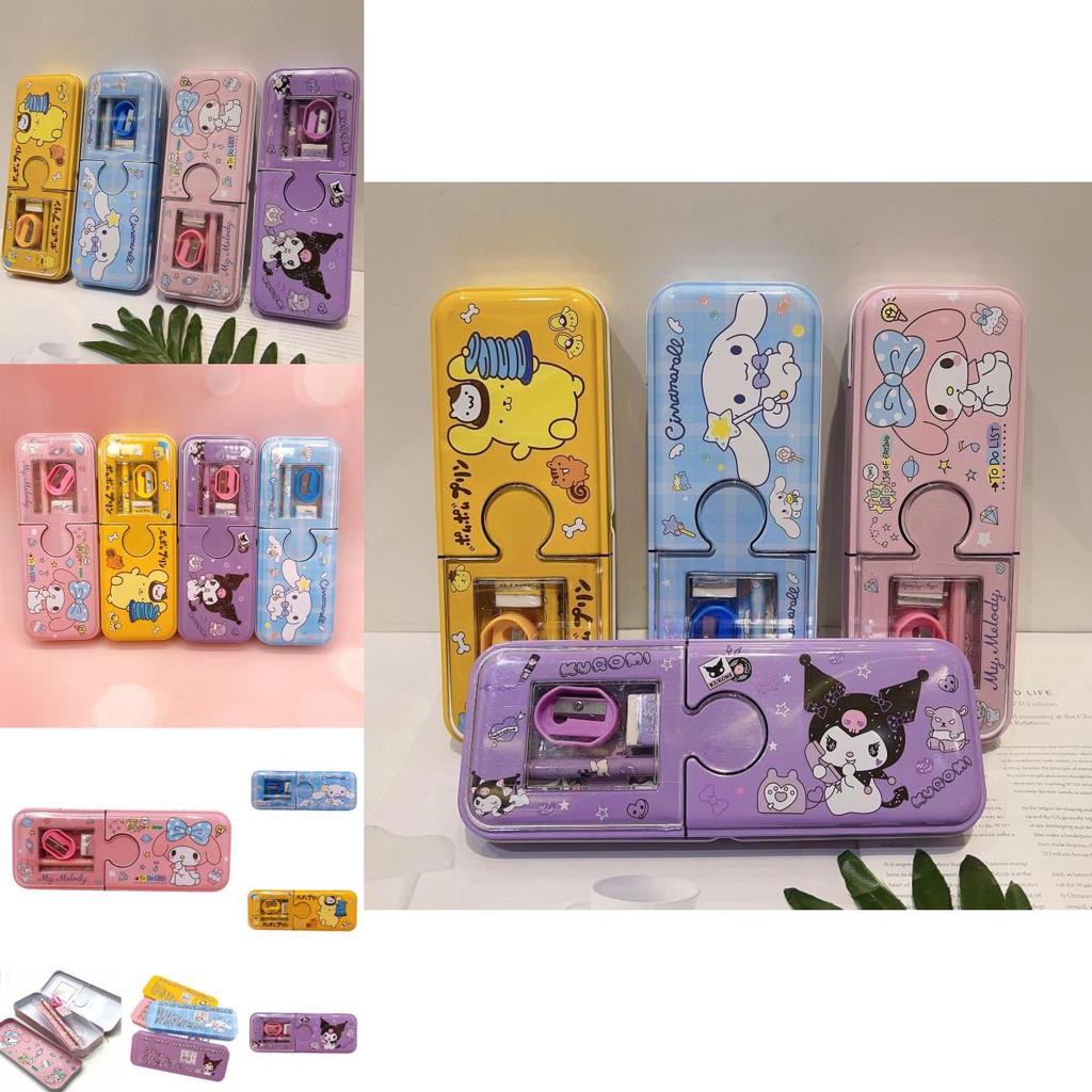 Creative Pencil Case Kit For Elementary Students Cartoon Iron Box With Complete Stationery Set