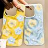 Cute Cartoon Pastel Floral Spring Phone Case For iPhone 17 16 15 14 13 12 11 Pro Max Plus 17 Air Simple Wrinkled Texture Cover