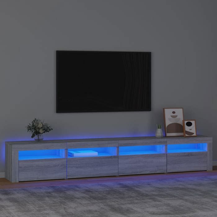 VidaXL Meuble TV avec Lumières LED Centre de Divertissement Rangement Meuble Média Meuble de Salon Salle de Séjour Maison 3152768