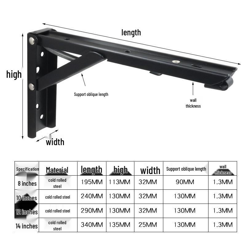 

Heavy Duty Stainless Steel Folding Triangle Wall Support Bracket 8 inches (one piece)