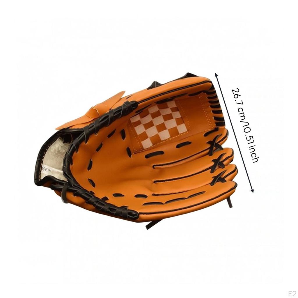 Baseball Glove PU Leather Fielding Deep Pocket Athletic Gear 10.5 Brown W Ball