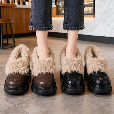 Women's Thick-soled Winter Fur One Lightweight Warm Anti-cold Padded Snow Boots Non-slip Wear Casual Sneakers Cotton Boots Fur Shoes