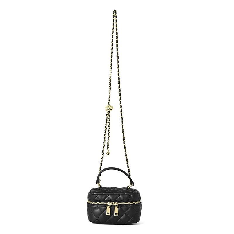 Lingge Small Square Bag Chain Strap Women s Premium Single Shoulder Crossbody Makeup Trendy Handheld 15cmx8cmx9.5cm чёрный