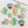 20Pcs Cute Resin Cartoon Shell, Starfish, small fish, seahorse, for Scrapbooking, Wedding Decor & DIY Jewelry Making Accessories