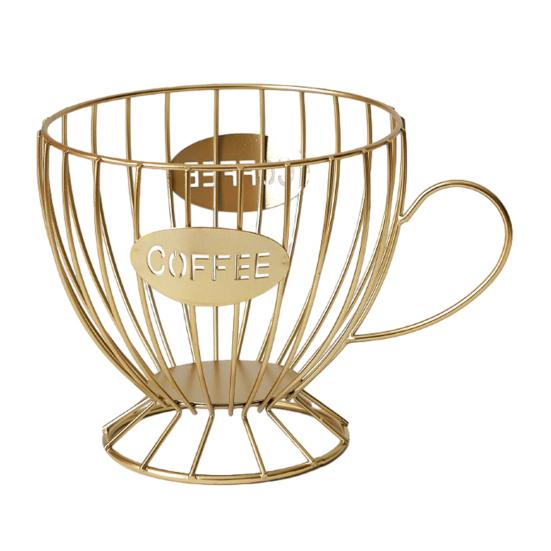 Coffee Pods Holder Mug Shape Coffee Capsule Basket Metal Wire Coffee Pods Organizer for Home Cafe Counter Table Bar