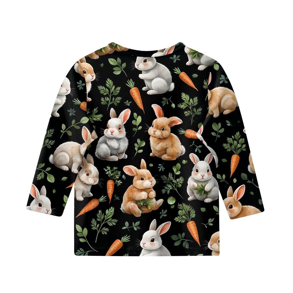 Kinder 3/4 Ärmel Tops Casual Print T Shirt Rundhals Pullover Bluse