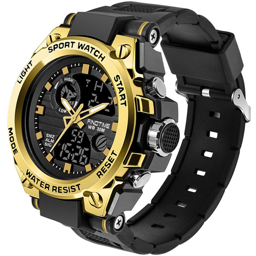 

findtime Watch Digital Men s Ana Arm Clock Waterproof Military Stopwatch Sports Dual Time Stylish Alarm LED Japanese Instruction Manual Included