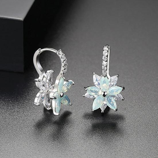 1 Pair Hoop Earrings Cubic Zirconia Clear Faux Stone Geometric Bright Luster Fine Polishing