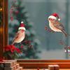 Christmas Bird Window StickersSanta Hat Bird Xmas Decor Reusable Decals For Home Glass Door Party Festival New Year Decorat F3T7