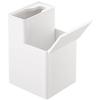 Yamazaki Tower Toilet Brush Case with Storage, Flushable Toilet Brush, White, Approx. 4.5" W x 4.5" D x 6.7" H, 5722