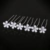 5Pcs Fashion Metal Pearl Flower Hairpin Stick Headwear U-shaped Rhinestone Hair Clip Headdress Bridal Hairpin Wedding