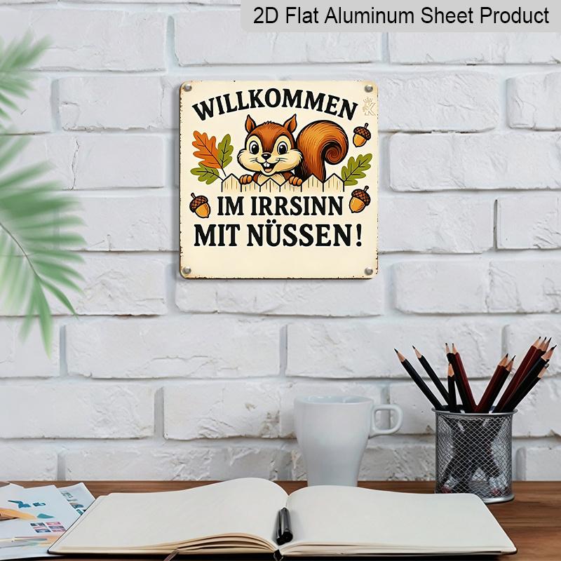 2D Flat, 1pc, Vintage Metal Sign, Decorative Plaques and Ornaments, Squirrel Theme Humorous Decorative Quotes, Outdoor, Garden, Home, Club and Porch