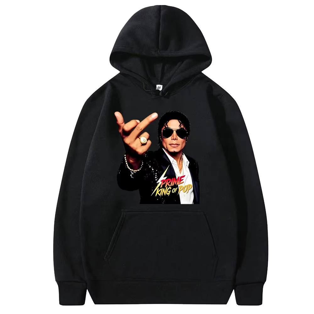 Hot Sale Michael Jackson Middle Finger Graphic Print Hoodie Men Women Retro Gothic Rock Sweatshirt Fashion Pullover Loose Casual Oversized Sweatshirt