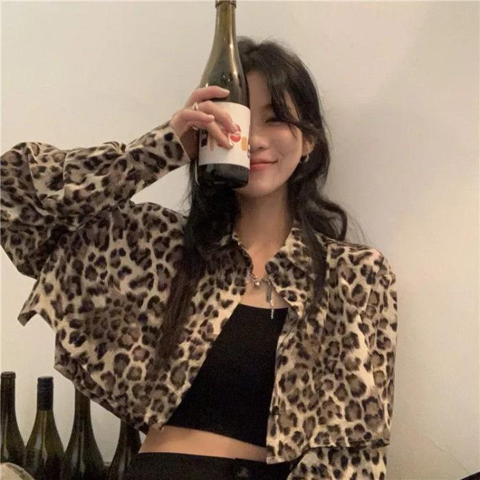 Leopard print small coat female Spice Girl short outer cardigan thin long-sleeved sunscreen top New in summer S