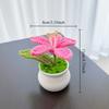 Handmade Crochet Lily Potted Plant, Knitted Pink Lily Flower in Mini Pot, Desk Decor, Unique Gift for Mom, Home Office Ornament