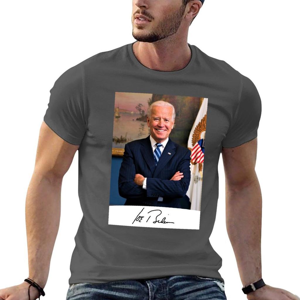 Joe Biden Signature Portrait TShirt Large Size Short Sleeve TShirt