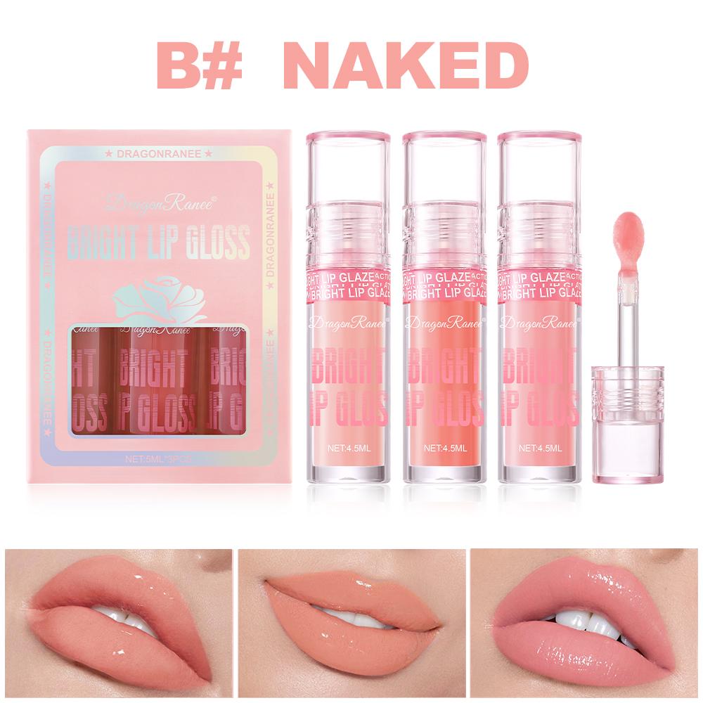 

Набор из 3 блесков для губ Dragon Ranee с перламутровым мерцанием и большим аппликатором-кистью, глянцевый зеркальный финиш B